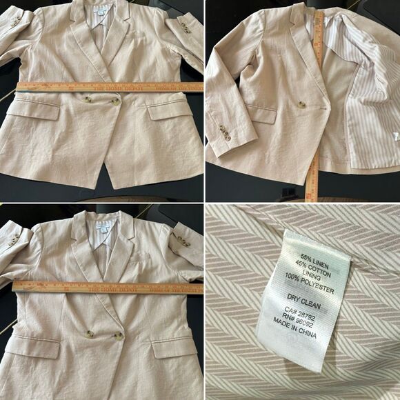 Katherine Barclay Beige Linen Blend Double Breasted Blazer XL - Picture 12 of 12